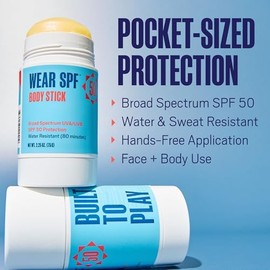 WearSPF 50 Protector Solar Sport Stick Con Amplio Espectro Spf 50 Protección UvaUvb, Barra Manos Libres Portátil Resistente Al Sudor Y Al Agua Para