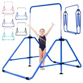 MARFULA Upgrade Foldable Gymnastic Bar with Mat for Kids Ages 3-12, 200 lbs Weight Capacity, Gymnastic Kip Bar Horizontal Bar for Kids, Gymnastic Training Equipment for Home and Gym Center Use