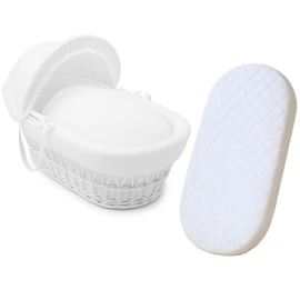 Crescent Textile Moses Pram Basket Mattress Extra Thick Super Soft & Nurture Classic Foam Mattress Easy to Fit For Baby Pram Crib Bassinet Baskets Oval Shape (72 X 26.5 X 4cm)