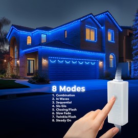 West Ivory 2286LEDs, 2x150ft Blue LED Rope Light w/ 8 Mode, Connectable Outdoor Permanent Waterproof Accent Exterior Lighting, Safety Fuse, PVC Case, Holiday, Backyard Patio, Home Garden, Decorative