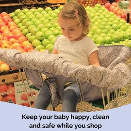 Shopping Cart Cover for Baby or Toddler | 2-in-1 High Chair Cover | Compact Universal Fit | Modern Unisex Design for Boy or Girl | Includes Carry Bag | Machine Washable | Fits Restaurant Highchair