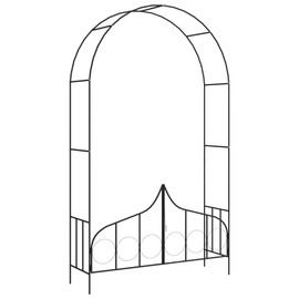 SKM Garden Arch with Gate Black 54.3"x15.7"x93.7" Iron