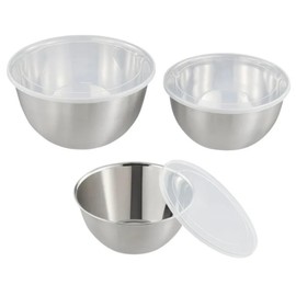 Brushed Stainless Steel Mixing and Storage Bowl Set with Lids 6-Piece