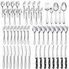 53-Piece Silverware Set with Steak Knives Serving Utensils, E-far Stainless