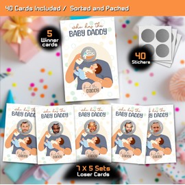 XIAOPNN Baby Shower Games, Who is The Baby's Daddy Scratch Off Cards, Funny Lottery Card Ice Breaker Scratch Off Games Party Cards, 40 Card