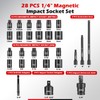 AKM TOOL 1/4 Inch Drive Magnetic Impact Socket Set, 28-Piece