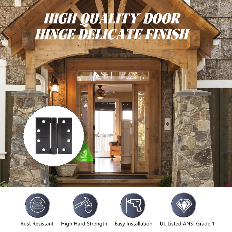 3 Pieces Self Closing Door Hinges 4-1/2 inch Oil Rubbed