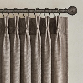 Topfinel Pinch Pleated Curtains 90 Inches Long 2 Panels Set,Dark Flax Semi Sheer Blend Fabric Farmhouse Cozy Rustic Western Home Decor Curtain Drapes for Living Room Bedroom,40x90 inch Length
