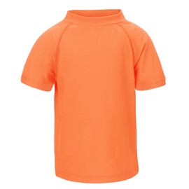 LACOFIA Boys Short Sleeve Rash Vest Kids UPF50+ Sun Protection Swim Tops Children Rash Guard Quick Drying Orange 11-12 Years