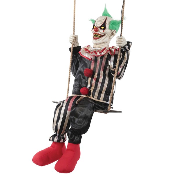 Morris Swinging Chuckles The Clown Animated Talking Halloween Decoration Prop Décor