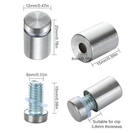 50PCS 1/2 x 3/4 Inch Stainless Steel Standoff Screws, Metal Standoff Pin Wall Sign Mounting Hardware for Hanging Picture Frame Advertising Fixing Nail