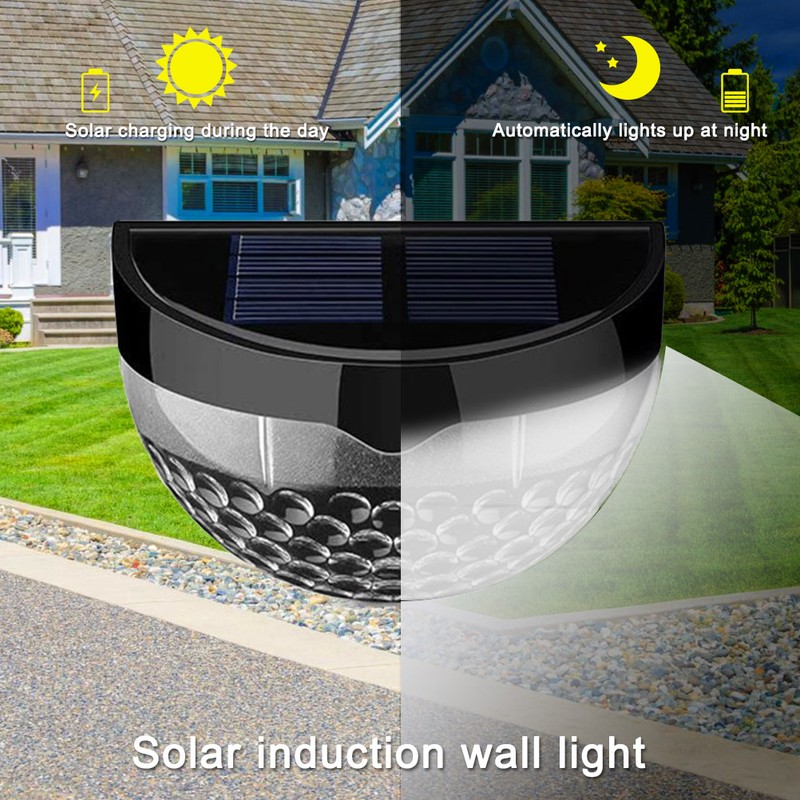 4Pcs Solar Fence Lights 6LED Garden Light Waterproof Decorative Lamps