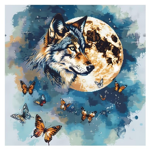 Xinpinzhou Wolf 11ct Cross Stitch, 11 Count Counted Stamped Pre