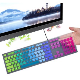 Colorful Keyboard Cover for Dell KM636 Wireless Keyboard/Dell KB216 KB216t KB216p Wired Keyboard/Dell Optiplex 5250 3050 3240 5460 7450 7050/Dell Inspiron AIO 3475/3670/3477 All-in one Desktop,Rainbow