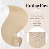 EnthayPow Clip in Hair Extensions Real Human Hair，Platinum Blonde Hair