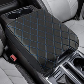 VarCozy Center Console Cover Compatible with 2015-2020 Ford F150 / 2017-2022 F250 F350 F450, Car Armrest Cover for 2018-2023 Expedition, PU Leather Console Cover Full Protector (Bucket Seat Only)