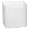 Clear Plastic Storage Container, Square Bin with Ribbed Design, White