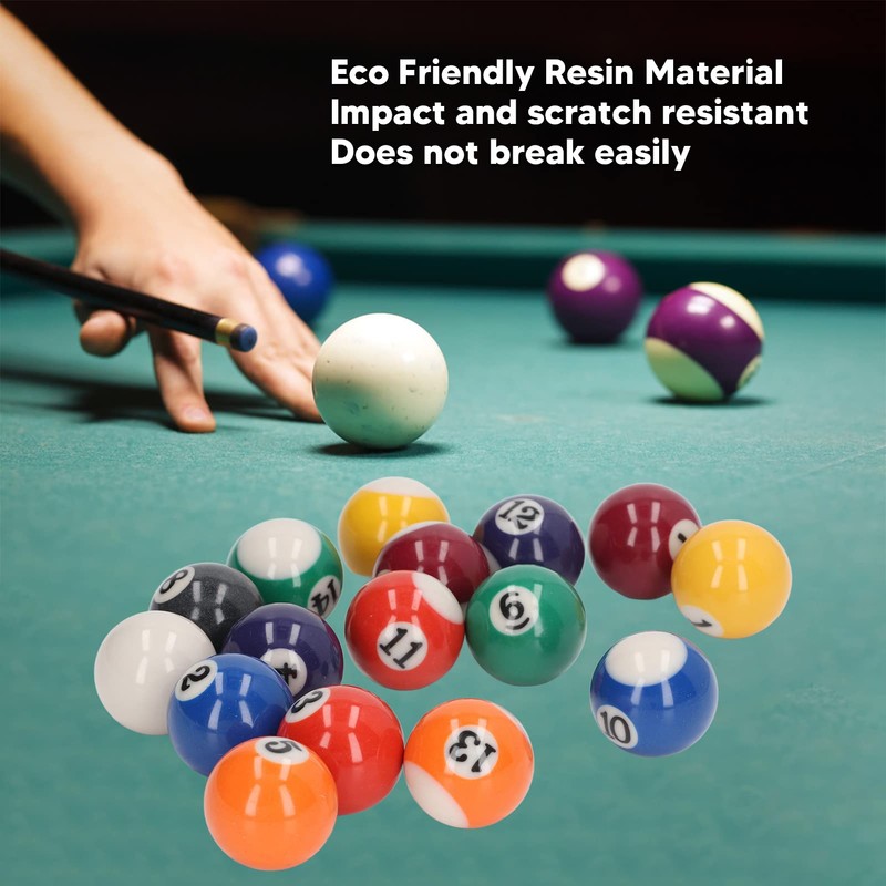 Mini Billiard Balls, 16 Pool Balls Set, 1-1/4" Pool Table