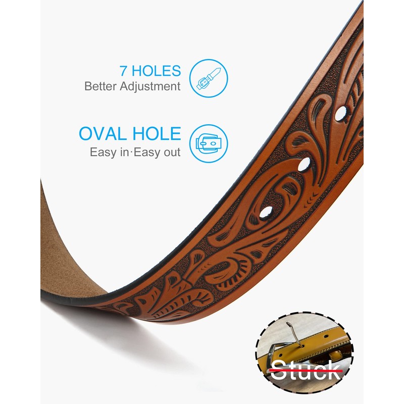 CHAOREN Western Belts for Men without Buckle - Cowboy Belt