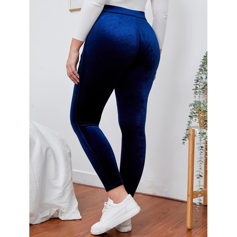 Kedera - Leggings elásticos de terciopelo de cintura alta para