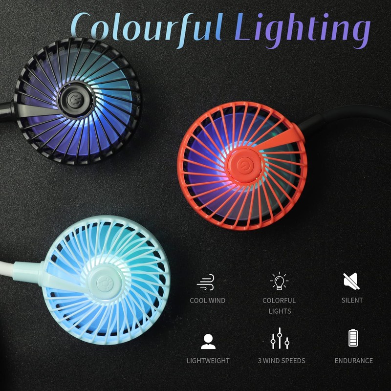 VAGAU Portable Cooling Neck Fan, Rechargeable USB Personal Neck Fans