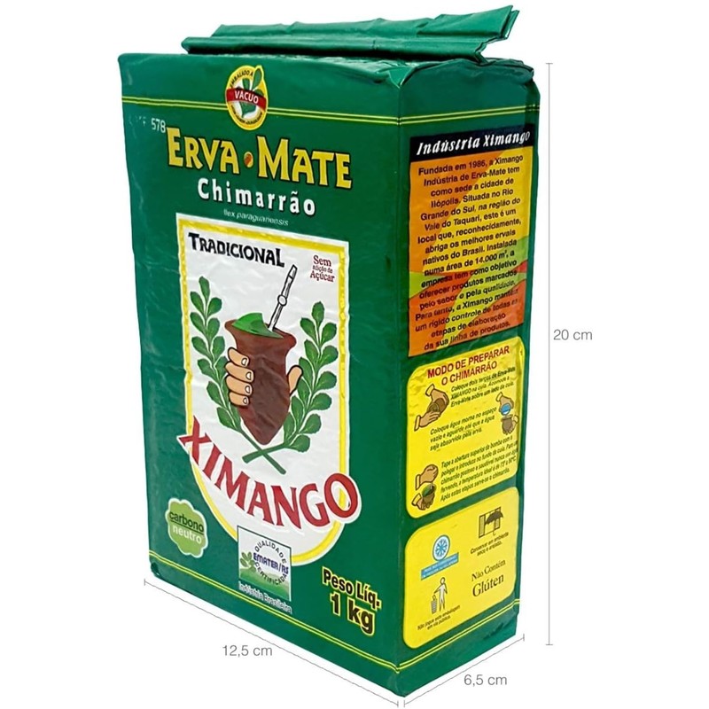 Erva Mate tradicional sem acucar para Chimarrao Brasileiro Ximango -