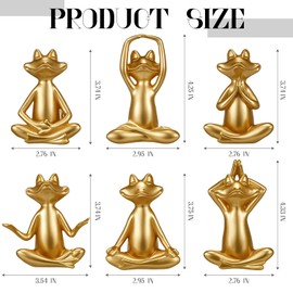 Wesiti 6 Pcs Gold Yoga Frog Figurines Decor Vintage Golden Resin Yoga Figurines Set Small Spring Decor Small Gold Frog Statues for Garden Home Office Spring Decorations Tabletop Decorations