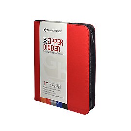 Guardhouse Zipper Binder with 3 Ring Clip - Red