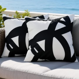 QoBexim Abstract Lines Outdoor Waterproof Pillow Covers 18x18 Inch, 2 Pack