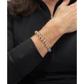 Cherry Tree Collection Natural Semi Precious Gemstone Beaded Stretch Bracelet 8mm Round Beads 7" (Clear Quartz Faceted)