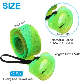 PATIKIL 75" Rod Sock 2 Pcs Fishing Rod Sleeve Cover Braided Pole Protector Gloves for Spinning Fishing Rod Fly Rod Ice Rod Casting Rod Green Gold Color