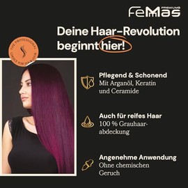 FemMas Haarfarbe Metallic Rosa I Professionelle Creme Haarfarbe mit Arganöl, Keratin & Ceramiden I Als dauerhafte Haarfärbung oder Tönung für strahlende, haltbare Farbergebnisse I 100 ml