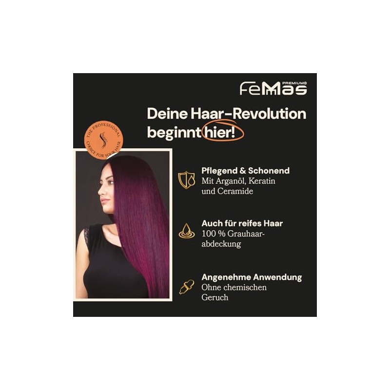 FemMas Haarfarbe Metallic Rosa I Professionelle Creme Haarfarbe mit Arganöl,
