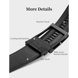 SKiporty Men's Ratchet Belts Genuine Leather with Adjustable Slide Belt for Mens Comfort Dress Casual Jeans,C-Black 01,42" to 48"Waist Adjustable