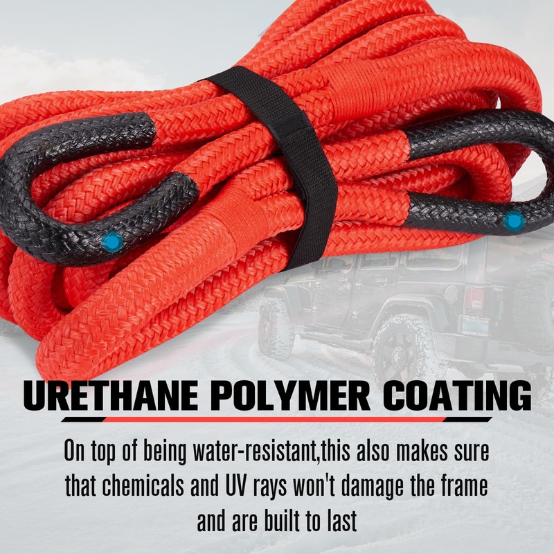 FieryRed Kinetic Recovery Rope Kit with 2 Soft Shackles, 7/8