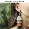 Bohemian Layered Long Pom Pom Tassel Earrings Drop Dangle Tiered
