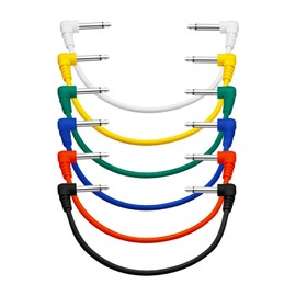 MAXCHEER Guitar Patch Cables, 6 Inch, 1/4" TS Right Angled for Guitar Effect Pedal 6 Colour/Set (6, Colored)