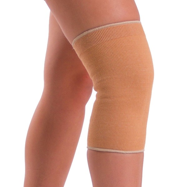 BraceAbility Elastic Slip-on Knee Sleeve | Cotton Fabric Knee Pain Compression Bandage for Stretchy, Lightweight & Comfortable Support (Medium)