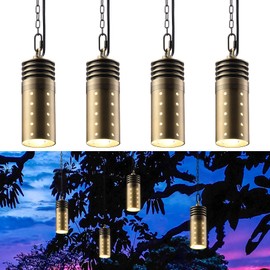 LEONLITE Low Voltage Hanging Lights Outdoor, LED Landscape Pendant Lights, UL Listed, 12V Hanging Tree Light for Gazebo, Pergola, Garden, Aluminum, IP65, 2700K Soft White, Brass Bronze, Pack of 4