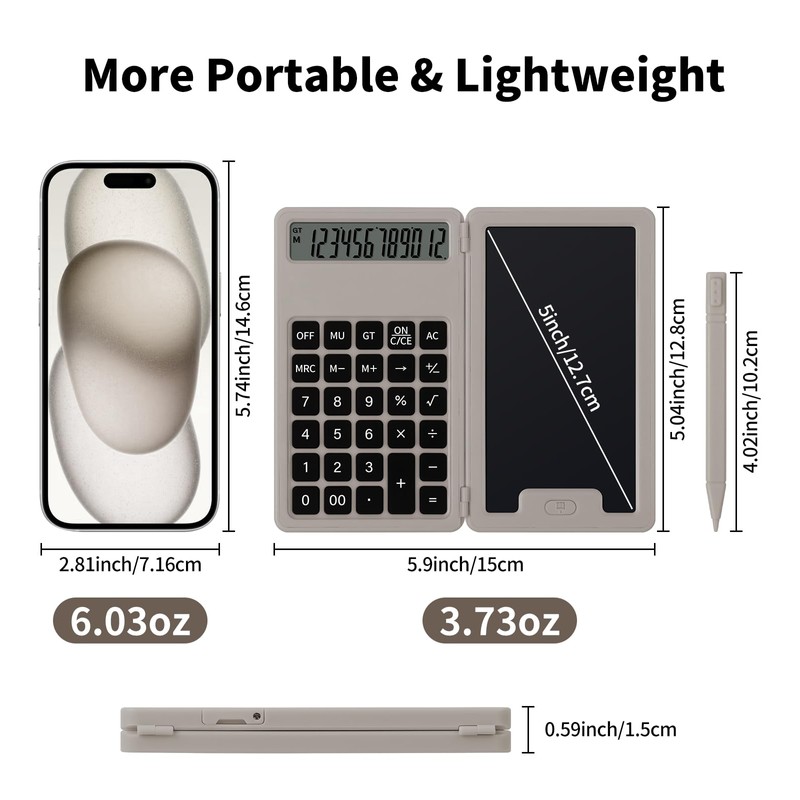 Desk Portable Basic Calculator with Notepad and Stylus, 12 Digit