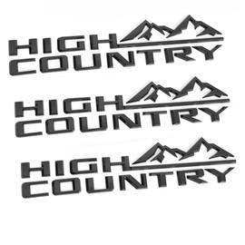 3pack OEM High Country Emblems Side Tailgate Badges 3D Letters Compatible with Silverado Tahoe Suburban 2019-2025 High Country 85101611 Glossy Black