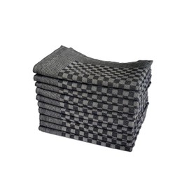 Müskaan Set of 10 Tea Towels, 100% Cotton, 50 x 70 cm, Black, 210 g/m², Kitchen Towels for Drying, Pit Towels for Cleaning, Lint-Free Tea Towels, Kitchen Towels Absorbent, Tea Towel