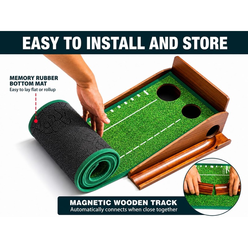 TiwisiTe Putting Green Indoor, 9.8 FT Golf Mat with Automatic