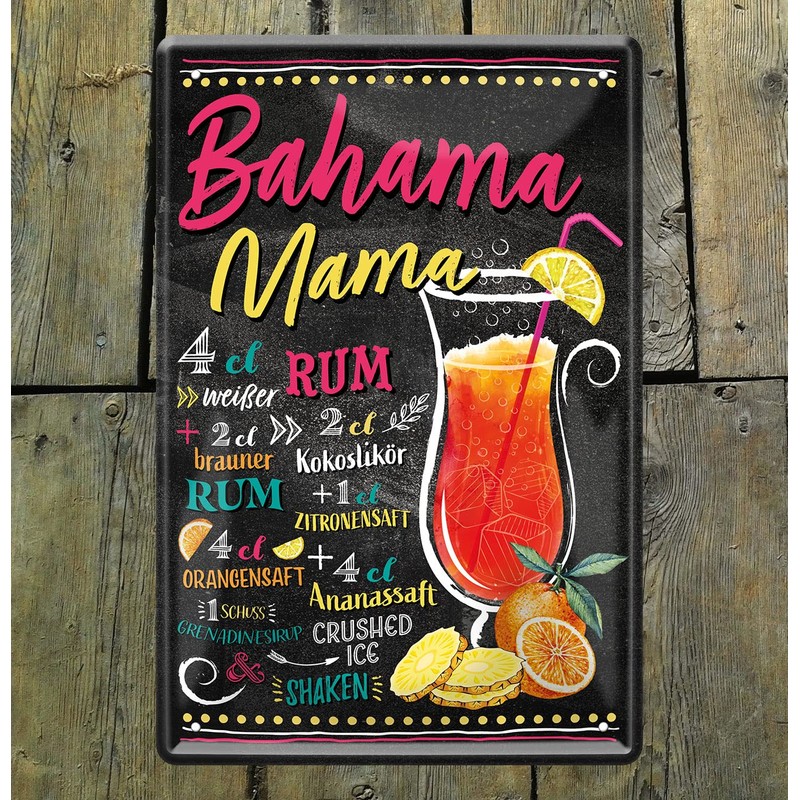 Schilderkreis 24 – Tin Sign Cocktail Recipe Decoration Bar Kitchen