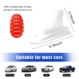 Augeny Car Shark Fin Antenna, Universal Auto Roof Dummy Aerial Decoration with Adhesive Tape, Radio Signal Roof Antenna Decoration, Vehicle Exterior Antenna Decor Accessories (White)