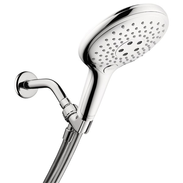 hansgrohe Raindance Select S Easy Install 6-inch Handheld Shower Head Set Modern 3 Spray RainAir, CaresseAir, Mix Air Infusion with Airpower with QuickClean with Hose in Chrome, 2.5 GPM, 04487000