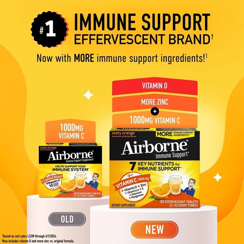 Airborne (2 PK) Airborne 1000mg Vitamin C For Immune Support