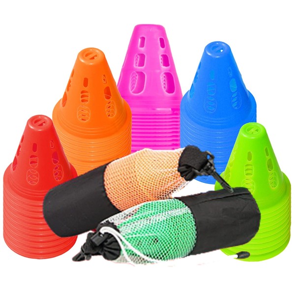 heizi Mini Color Cone, Set of 50, Soccer Triangle, Markers, Lightweight, Club Activities, Futsal, Track and Field Sports Festivals (Set of 5 Colors)