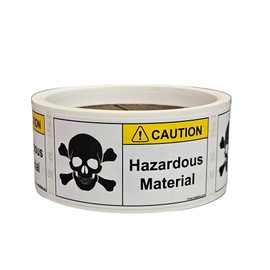 Hazardous Material Toxic Chemical Warning Stickers with Strong Permanent Adhesive, 1.5 x 3 Inch, 100-Roll, Weatherproof Lamination, Maximize Safety and Awareness
