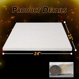 Nelyrho 24"x15"x1" Ceramic Fiber Insulation Blanket, Fireproof & Heat Resistant Up to 2700°F, Ideal for Wood Stove Baffle, Fireplaces, Kilns, Forges, Pizza Ovens, Dishwashers, and More